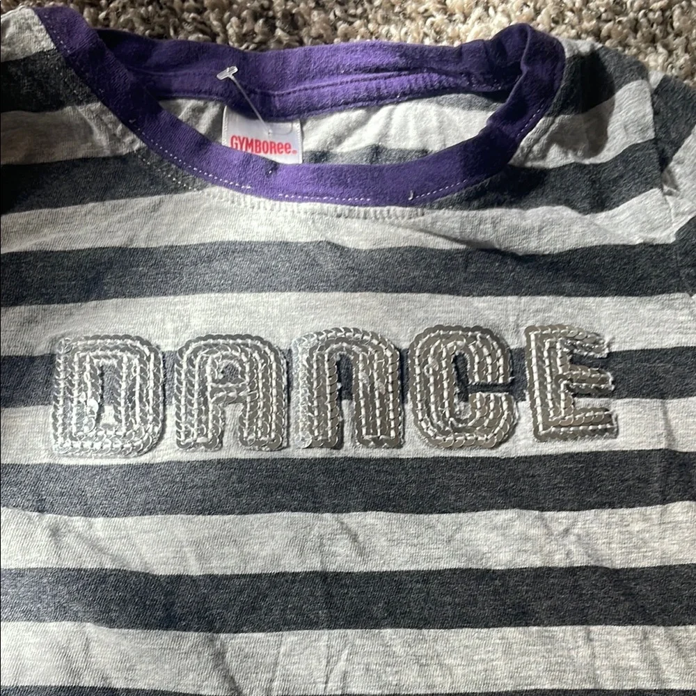 Gymboree Gray and Purple Striped Dance Tee